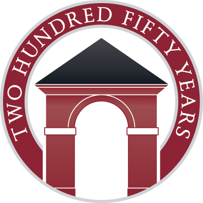 250th Anniversary garnet Bell Tower logo